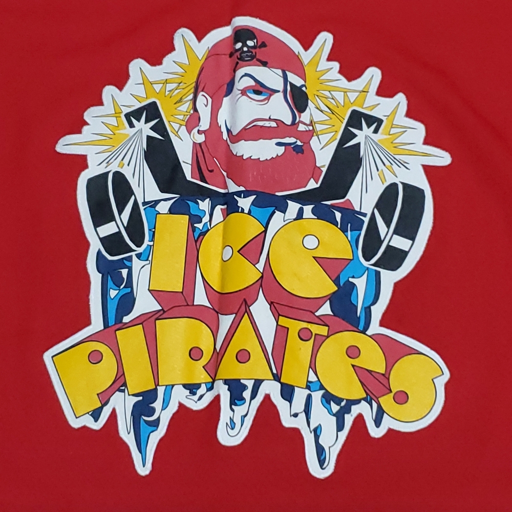 RARE VINTAGE ICE PIRATES HOCKEY JERSEY SIZE L AIR KNIT MADE IN CANADA MALONE #00